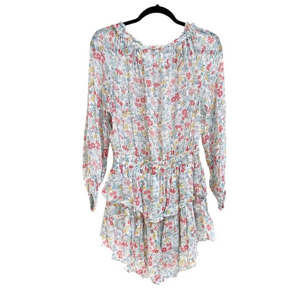 LOVESHACKFANCY Ibiza Blue Popover Dress Floral Mini Medium - Picture 6 of 10